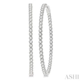 7 ctw Inside-Out Round Cut Diamond 2-Inch Hoop Earrings in 14K White Gold